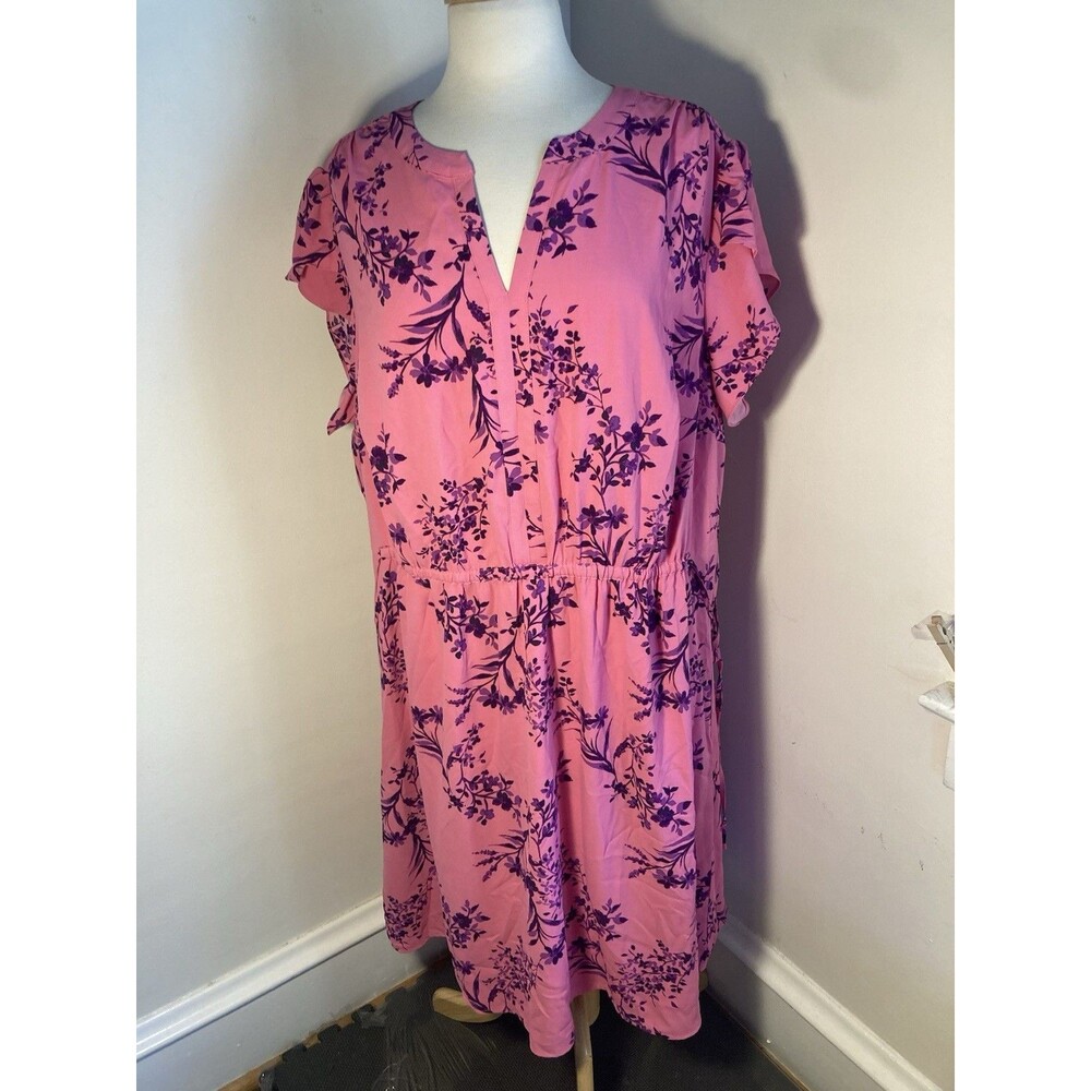 3X Hawthorne 41  Fit & Flare Pink Floral Dress Size 3XL summer Sundress NEW